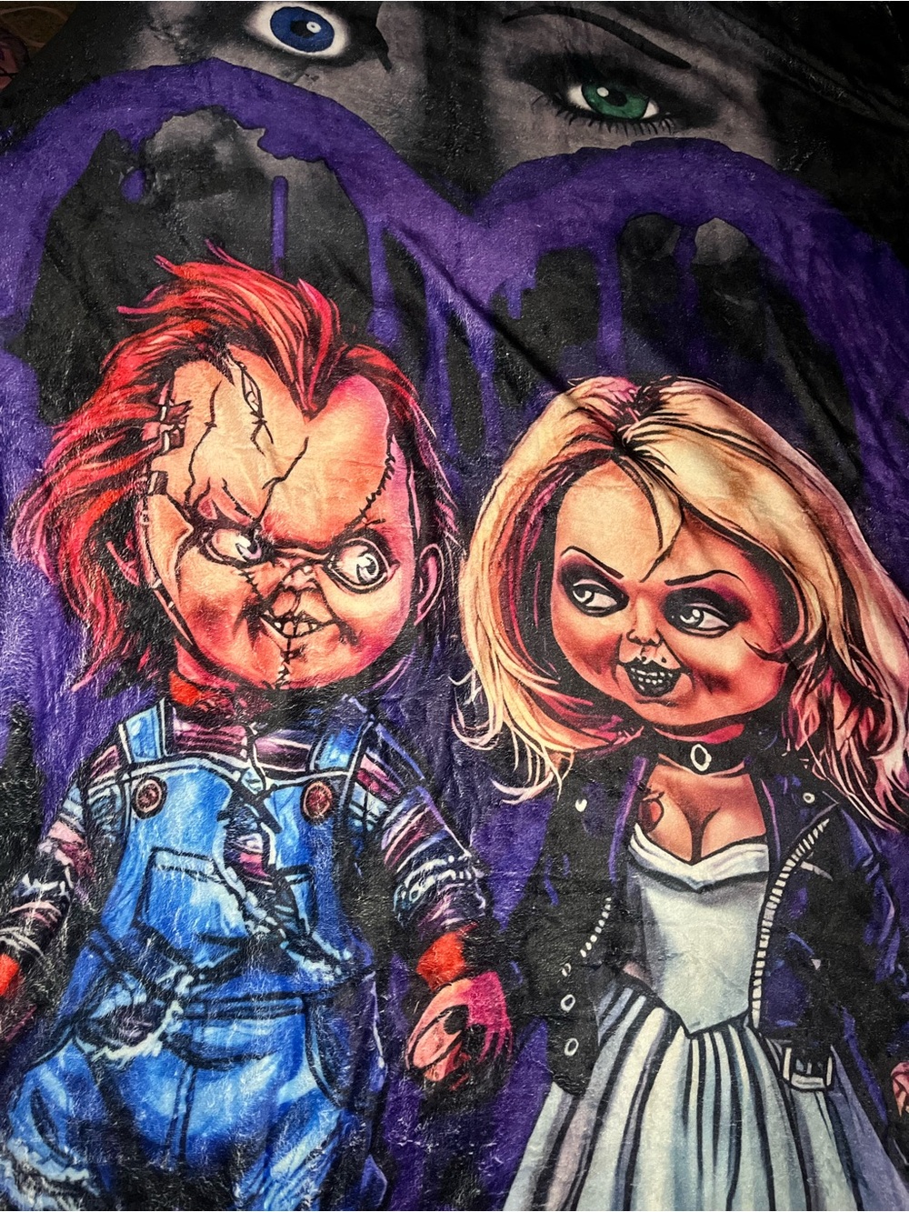 Chucky and Tiffany Halloween Graphic Blanket